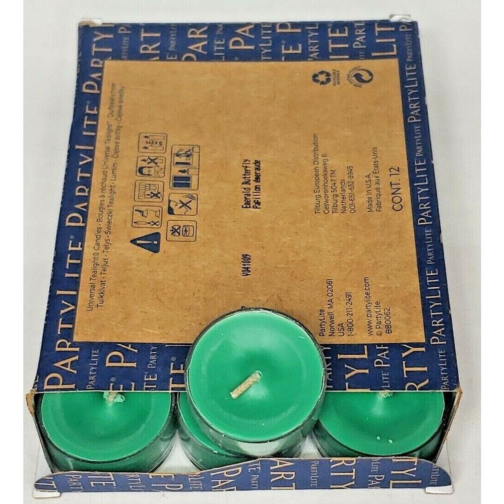 Partylite Tealights 12 Candles NOS " Emerald Butterfly " P1G/V041009
